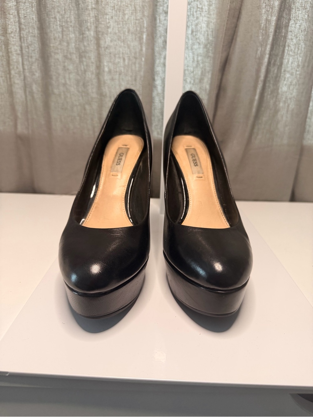Guess Black Leather Platform Pumps